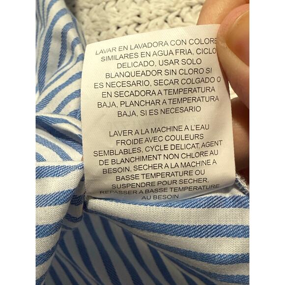 Riders by Lee Effortless Care Button Up Shirt Womens Plus Size 2X Blue Stripe - Picture 9 of 11